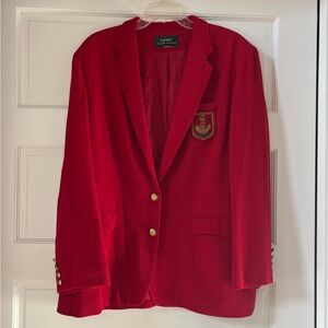 Vintage Lauren Ralph Lauren Crest Red Wool Gold Button Blazer